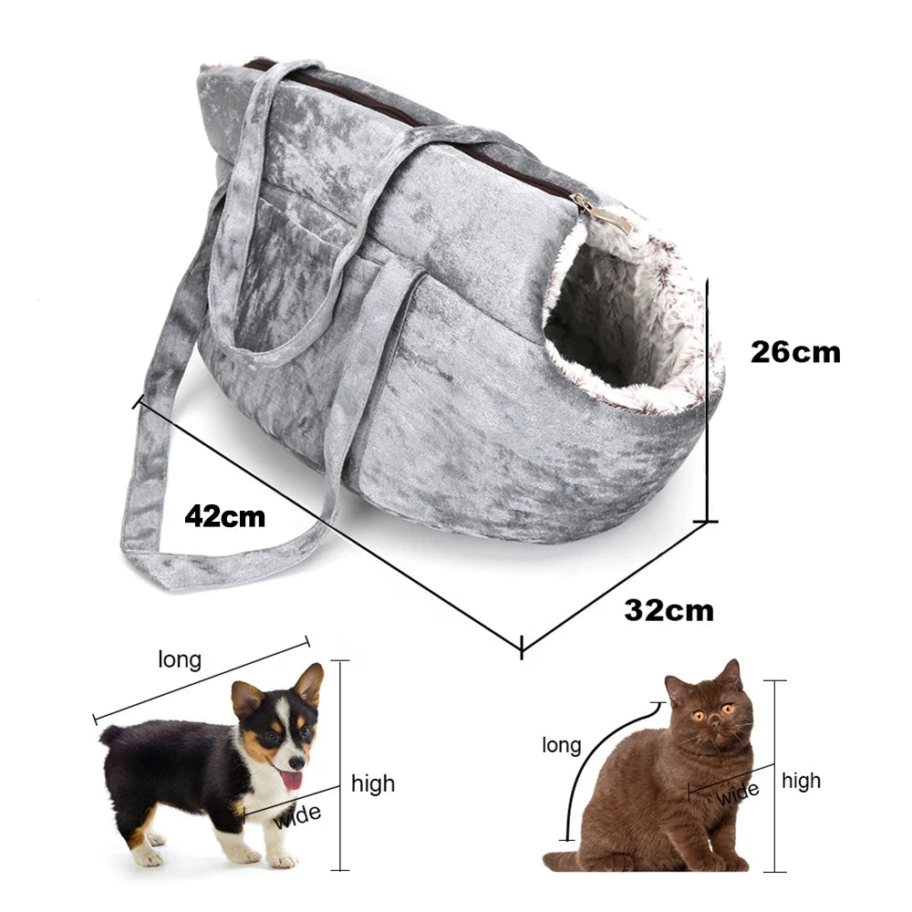 Pets Carrier for Cat Carrying Bag for Cats Dog Backpack Panier Handbag Travel Small Bag Plush Puppy Bed Pet Products Gatos